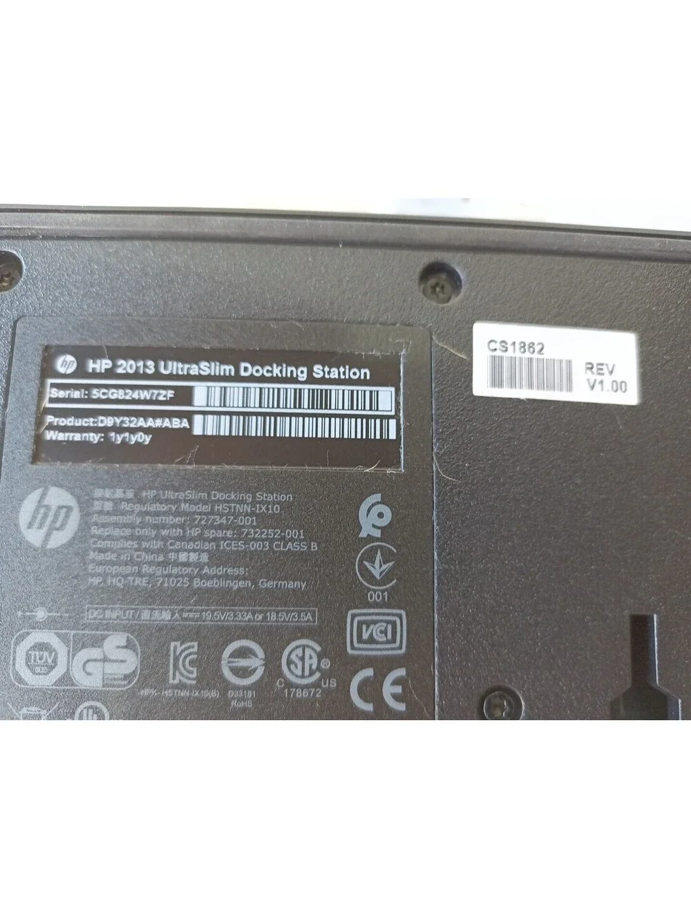 HP 2013 UltraSlim Docking Station D9Y32AA EliteBook ProBook No Adapter Tested